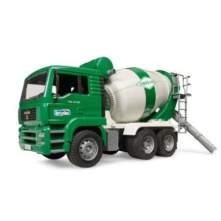 Bruder man concrete mixer, green color with white