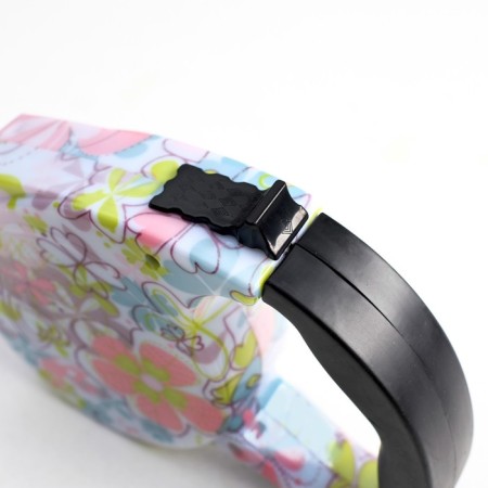 Roulette with a leash, rubber pen, 5 m, animal weight up to 15 kg, flower coloring-2