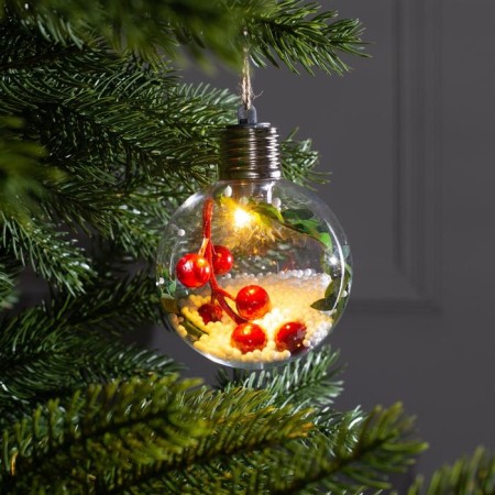 Christmas ball "Berries", batteries, 1 LED, glow warm white
