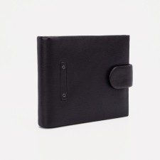 Male purse on a button, for bills, for cards, for coins, black color