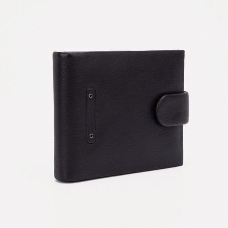 Male purse on a button, for bills, for cards, for coins, black color