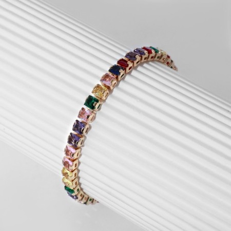 Bracelet with rhinestones "shine" on a puff, colored in gold-4
