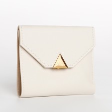 Women's wallet on the button, white color