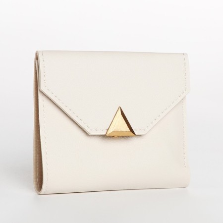 Women's wallet on the button, white color