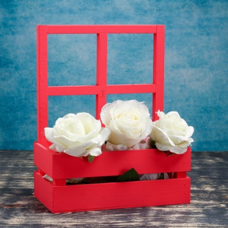 Kashpo wooden 24 × 14 × 30 cm "Window flower beds", with a pen, pink DAMI beautifully