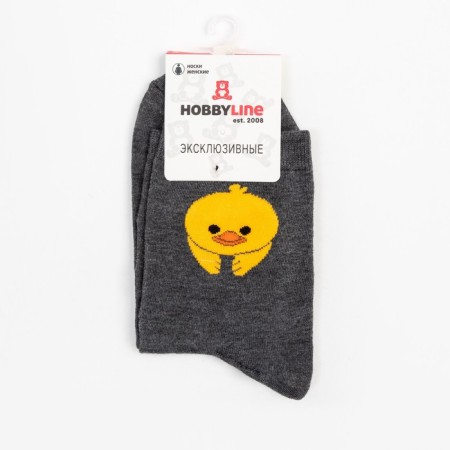 Women's socks "duckling 3D", dark gray color, size 36-40-4