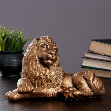 Piggy bank "Leo Lying Small" bronze, 28x15x18cm mix-4