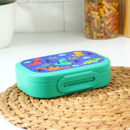 Lunch box with decor, 980 ml, 18 × 13 × 5 cm, green color-1