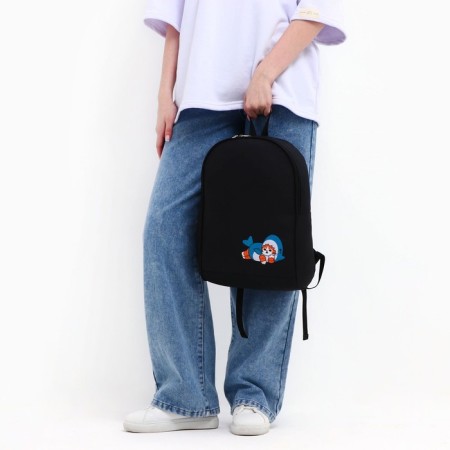 School textile backpack "Cat in a suit", 38x14x27 cm, black color-7