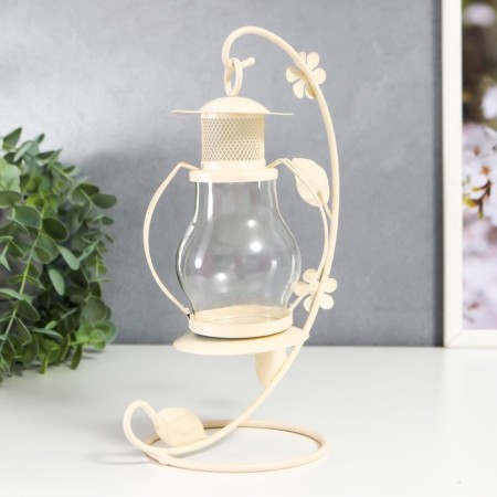 Climber Metal 1 Candle "Lampad", white 14x10x22 cm-2