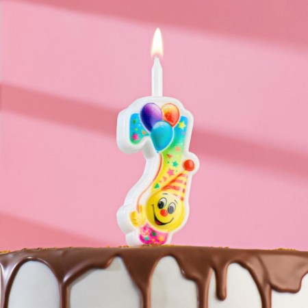 Candle for the cake "Smiley with balls", 9.9 cm, number "7"