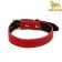 Leather collar with synthetic winterizer, 65 x 3 cm, Osh 40-55 cm, red