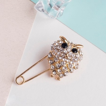 Bulavka "Filin", 2.5 cm, black and white color in gold-6