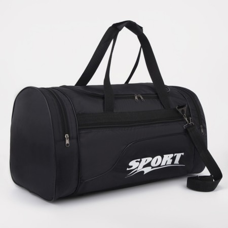 Sports bag, lightning department, 3 outer pockets, long belt, black color
