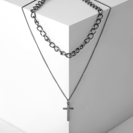 Piece "chain" a cross with two threads, the color is gray, 45 cm-1