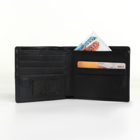 Male purse for magnet, clip for bills, separation for SIM cards, black color-4