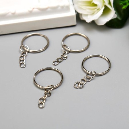 The base for the key fob Ring metal with a silver chain 2.4x2.4 cm-1