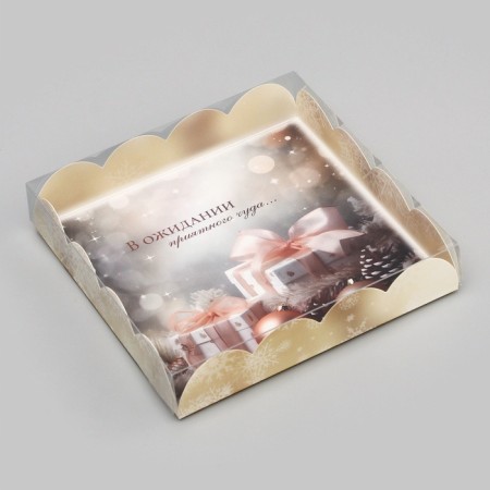 Bearbox, confectionery packaging, "Waiting for the New Year!", 15 x 15 x 3 cm, New Year-1