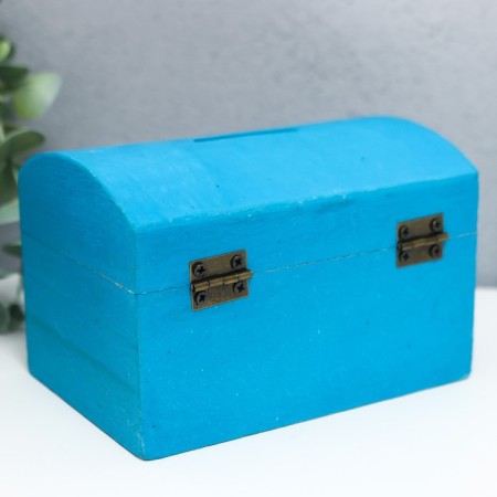 Casket wood "chest" blue 8x8x12 cm-3