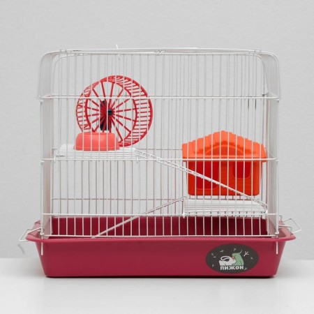 The cage for the rodents "Pigzon" No. 3, with the 2nd floors, equipped, 33 x 24 x 28 cm, ruby-1