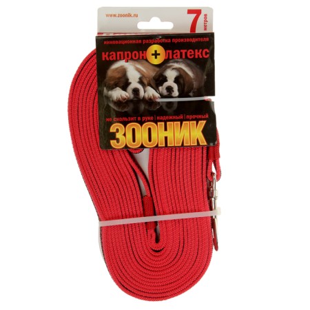 Kaponnoye Zononic leash with latex thread, 7 m x 1.5 cm, red-2