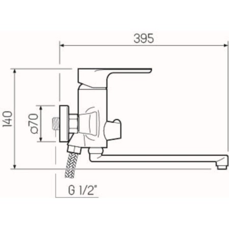 Bath mixer RMS SL133-006E, single-leaf, with shower, rotary surveillance, chrome 434148-1