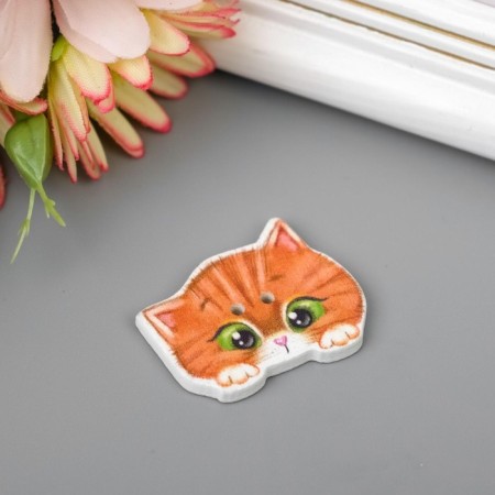 Button decorative tree "Red Kitten" 2.4x3 cm-3