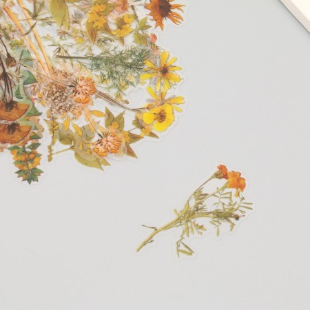 Plastic stickers "Autumn flowers. Yellow" set 40 pcs 15x8 cm-2