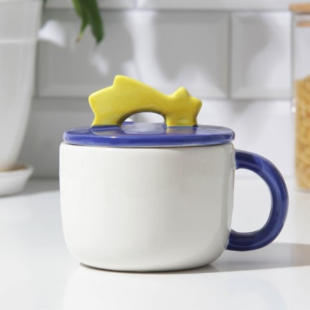 Ceramic mug with a “dream” lid, 350 ml, white color-2