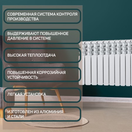 Tropic 350x80 mm radiator bimetallic, 10 sections-2