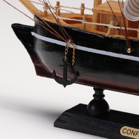 Souvenir small "Elijah" souvenir ship, Black side, beige sails with stripes, 5.5 × 23.5 × 23.5 cm-4