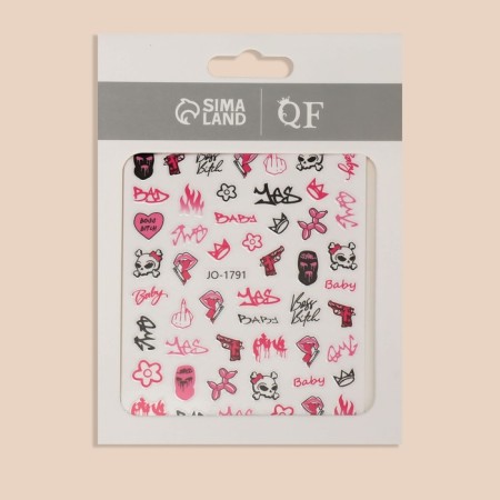 Nail stickers "Baby" color black/pink-3