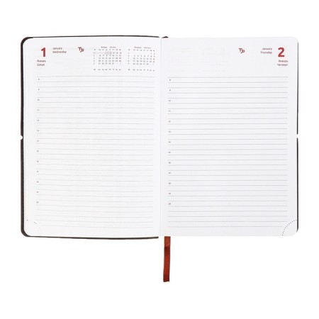Dated diary 2025, A5 168 sheets, Devente. Saltos, soft leatherette cover, perforation, liesse, block 70, brown-15