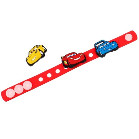 Silicone Bracelet with interchangeable jibitsami, 3 jibits included, cars-3