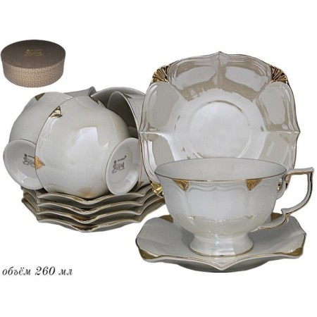 Tea set of Lenardi "Pearl White", 12 items