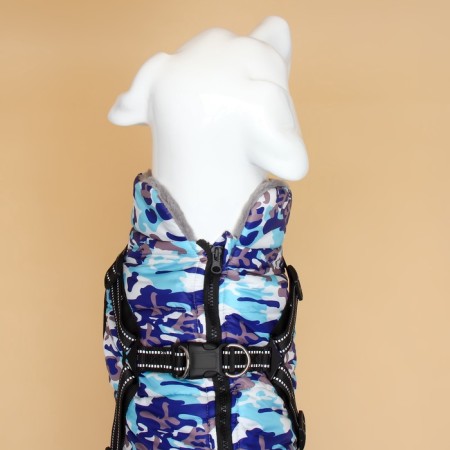 Jacket for dogs with a harness, size 4xl (DS 55 cm, Osh 52 cm, fire 70 cm), camouflage-3