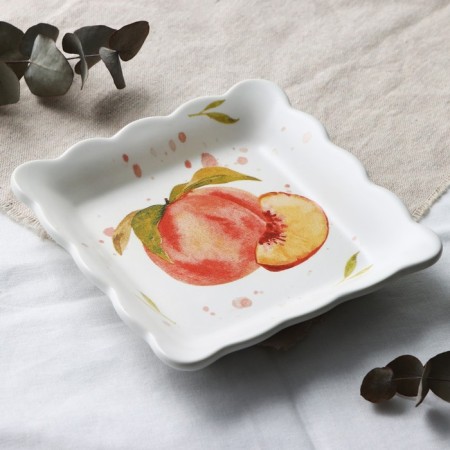 Deep ceramic “summer day”, 14 x 14 cm, white color-2