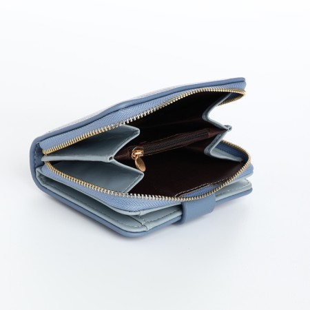 Women's wallet on the button, blue color-3