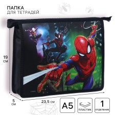 Plastic folder for notebooks A5, on a zipper, Spider-Man