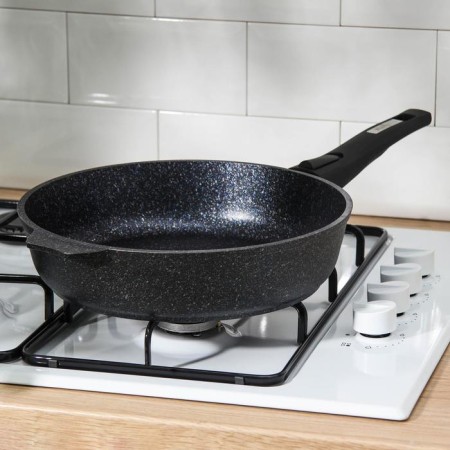 Granite Star pan, d = 28 cm, removable handle, anti -stick coating, black color-6