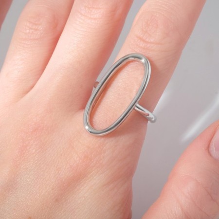 The ring "minimal" oval, the color of silver, dimensionless-1
