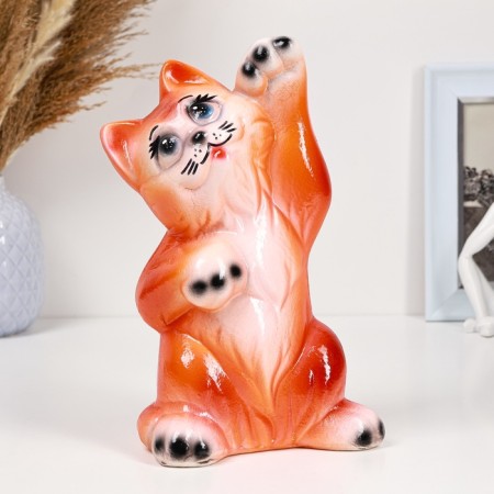 Piggy bank "Cat Hello" 25x14cm, red-1