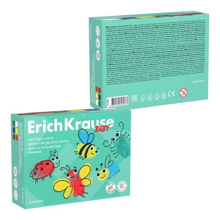 Finger paints, 6 colors x 35 ml, Erichkrause "Baby", gel, with aloe vera, cardboard-2