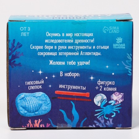 Set for excavations "Underwater World" Figure, 2 Stones + Brush, Doloto-5