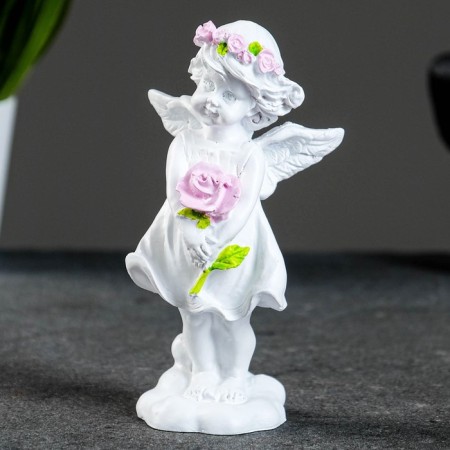 Figure "Angel with a rose" acrylic 4x6x12cm-3