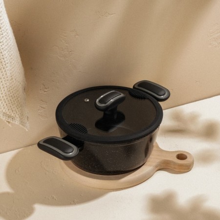 Aluminum pan with anti -stick coating SL Home, D = 20 cm, h = 8.8 cm, induction, black color-8