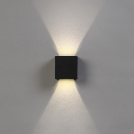 Facade lamp "Cube", FSD-062, 6 W, 4000K, Regulation. Ray, IP65, 220 V, plastic, black 100842-3
