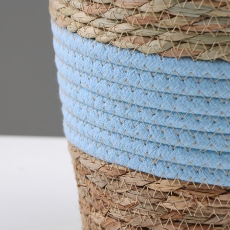 Kashpo wicker "Namibia", 21.5x21.5x18.8 cm, natural, blue-2