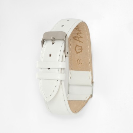 Watch strap, 18 mm, harness 75 mm, larynx 115 mm, genuine leather, white-1