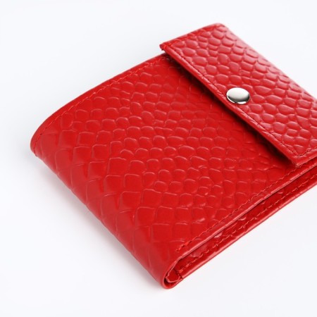 Women's wallet on the button, red color-2